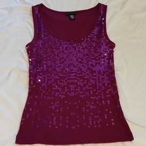 Apostrophe sequin purple tank top